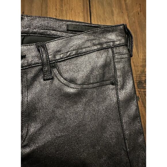 Rag & Bone 100% Lamb Soft Leather Skinny Pants Anthracite Black Size 27 Edgy - Picture 10 of 16